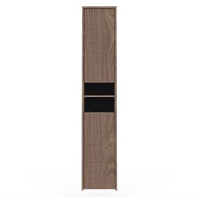 Badezimmerschrank, hoher Schrank Pezzo Walnuss, geriffelt