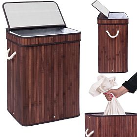 Bambus-Wäschekorb mit Deckel SOREN 80L Wenge