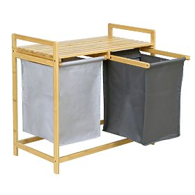 Bambus-Wäschekorb oder Spielzeugkorb HANOI 2 Fächer DUO FARBE