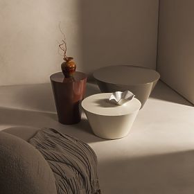 Beistelltisch Eclipso, 40 cm, bordeaux-braun, glänzend