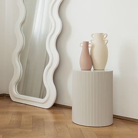 Beistelltisch Ermanno, 35 cm, graubeige, gerillt, lectus