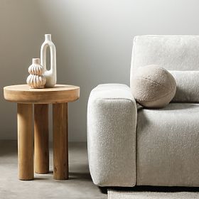 Beistelltisch Limali 50 cm, rund, Mangoholz, geschwungene Formen, lectus