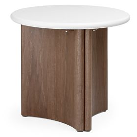 Beistelltisch Marlo II 50 cm, cremeweiß/Nussbaum, Mikrozement