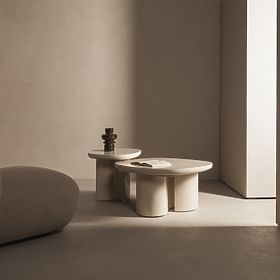 Beistelltisch Puro 50 cm, hellbeige, glänzend