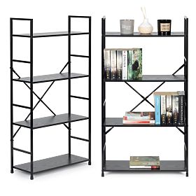 Breites Holzregal 4 Regalböden modern LOFT schwarz
