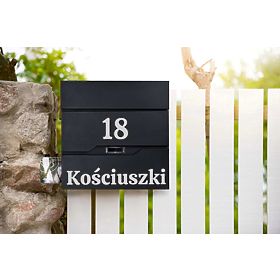 Briefkasten für Briefe Vidar schwarz mit Beschriftungen