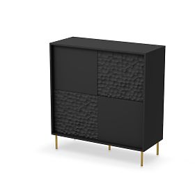BULLET KM-2 Kommode schwarz, Beine: gold