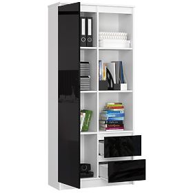 BÜROREGAL R 80 cm CLP R11 PK WEISS / SCHWARZ GLANZ