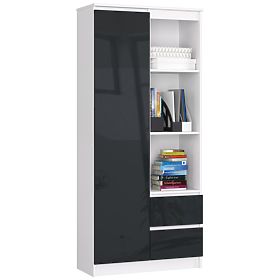 BÜROREGAL R 80 cm CLP R11 WEISS / GRAPHIT HOCHGLANZ