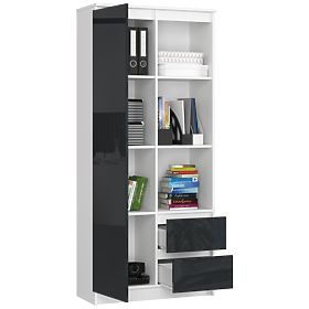 BÜROREGAL R 80 cm CLP R11 WEISS / GRAPHIT HOCHGLANZ