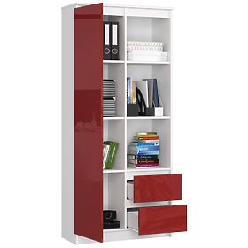 BÜROREGAL R 80 cm CLP R11 WEISS / ROT HOCHGLANZ