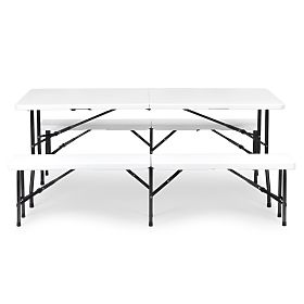 Catering-Set Banketttisch 180 cm 2 Bänke weiß ModernHome, MultiGarden