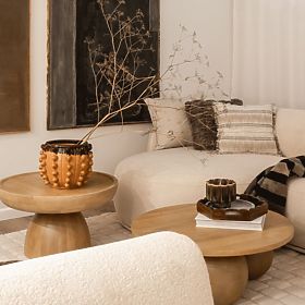 Couchtisch Arvika 70 cm, rund, Mangoholz, abgerundete Formen
