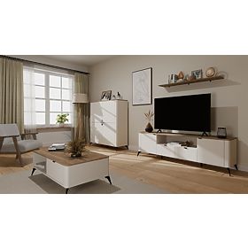 Couchtisch CORDOBA Kaschmir Beige Eiche Castello 2 Schubladen Für Wohnzimmer