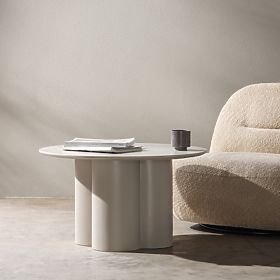 Couchtisch Lazaro 80 cm, rund, graubeige, lectus