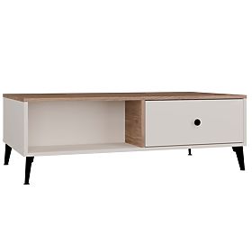 Couchtisch POINT 2S 110 Kaschmir Beige Eiche Castello 2 Schubladen für das Wohnzimmer