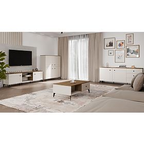 Couchtisch POINT 2S 110 Kaschmir Beige Eiche Castello 2 Schubladen für das Wohnzimmer
