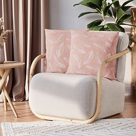 Dekorativer Kissenbezug CALM puderrosa mit Pflanzenmotiv klassischer Stil Samt 45x45 ame