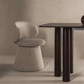 Drehstuhl Chamil beige-grau, abgerundet