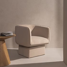 Drehstuhl One hellbeige, Velours, lectus