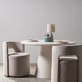 Drehstuhl Raval beige, samt, abgerundet