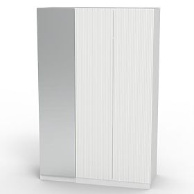 Dreiflügeltüriger Schrank Neroli, Spiegel/einfache Rillen, weiß
