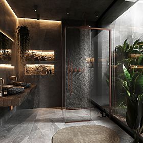 Duschkabine SOLAR Gebürstetes Kupfer 90x90, Rea