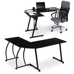 Eck-Gaming-Bürotisch LOFT Schreibtisch schwarz, MODERNHOME