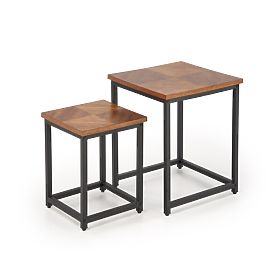 ELZA Set aus 2 Bänken, Nussbaum / Schwarz (1p=1 Stk)