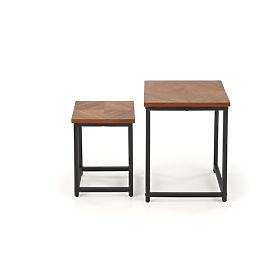ELZA Set aus 2 Bänken, Nussbaum / Schwarz (1p=1 Stk)