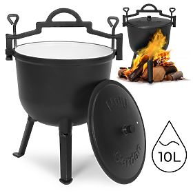 Emaillierter gusseiserner Kessel 10L stehender Jagdtopf Feuerstelle Grill MultiGarden, MultiGarden