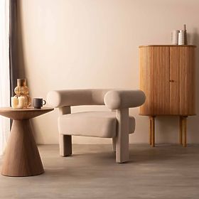 Entspannungssessel Hella hellbeige, samtig, abgerundet, lectus