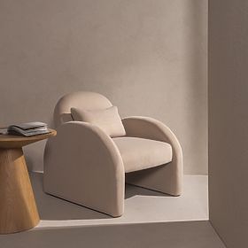 Entspannungssessel Rainbow hellbeige, samt, abgerundet