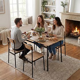 Essgruppe Küche Tisch + 4 Stühle MALMO ModernHome, MODERNHOME
