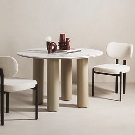 Esstisch Kairo 120 cm, rund, dunkelbeige, marmoriert, lectus