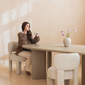 Esstisch Lima 220 cm, dunkelbeige, oval, lectus