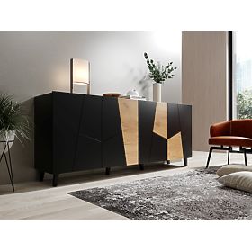 ETNA Kommode Schwarz matt / Schwarz matt / Eiche Craft, Halmar