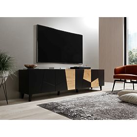 ETNA TV-Lowboard Schwarz matt / Schwarz matt / Eiche Craft, Halmar