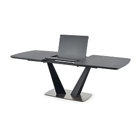 FANGOR ausziehbarer Tisch, Platte - dunkle Asche, Gestell - schwarz (3p=1Stk), Halmar