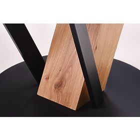 FANIS runder ausziehbarer Tisch, Natur / Schwarz, Halmar