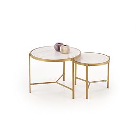 FATIMA Set aus 2 Tischen, weißer Marmor / Gold (1p=1Stk)