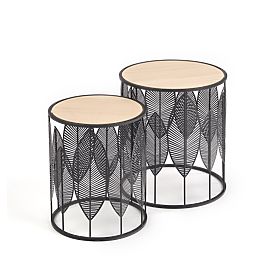 FOLLA Set aus 2 Bänken schwarz / natur (1p=1Stk), Halmar