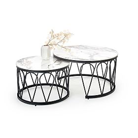 FORMOSA Set aus 2 Bänken, weißer Marmor / schwarz (2p=1Stk), Halmar