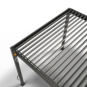 Freistehende Gartenpergola Antilla aus Aluminium, 4x3 m, bioklimatisch, bewegliche Lamellen, anthraz