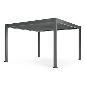 Freistehende Gartenpergola Lumera aus Aluminium, 4x4 m, bioklimatisch, LED-Beleuchtung, elektrisch