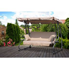 Garten-Schaukel 2-in-1 klappbar mit Kissen beige