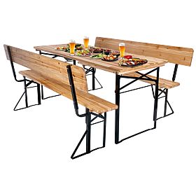 Garten-Set aus Stahl und Holz PORTER 170 cm Tisch + 2 Bänke