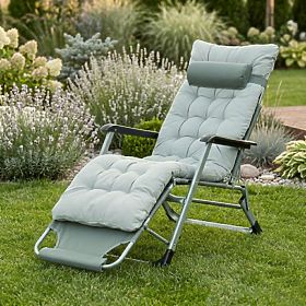Garten-Strandliege 2-in-1 mit Kissen und verstellbarer Fußstütze grau MultiGarden, MultiGarden