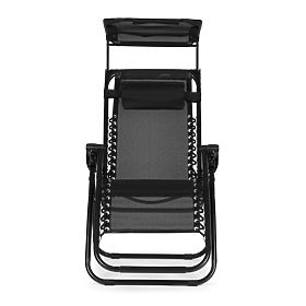 Garten-Strandliege mit verstellbarer Rückenlehne und beweglichem Sonnendach Modernhome - schwarz, MultiGarden