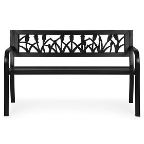 Gartenbank mit dekorativer Rückenlehne 120x50 cm Metallpark schwarz MultiGarden, MultiGarden
